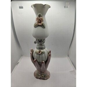 Vintage Ceramic Relco Creations Japan Painted Hands Oil Lamp